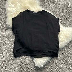 Zara black top with sheer overlay
